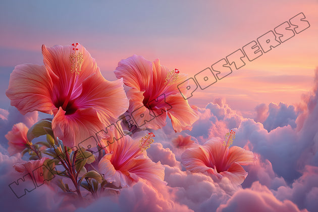 Wanddecoratie Hibiscus in de Wolken